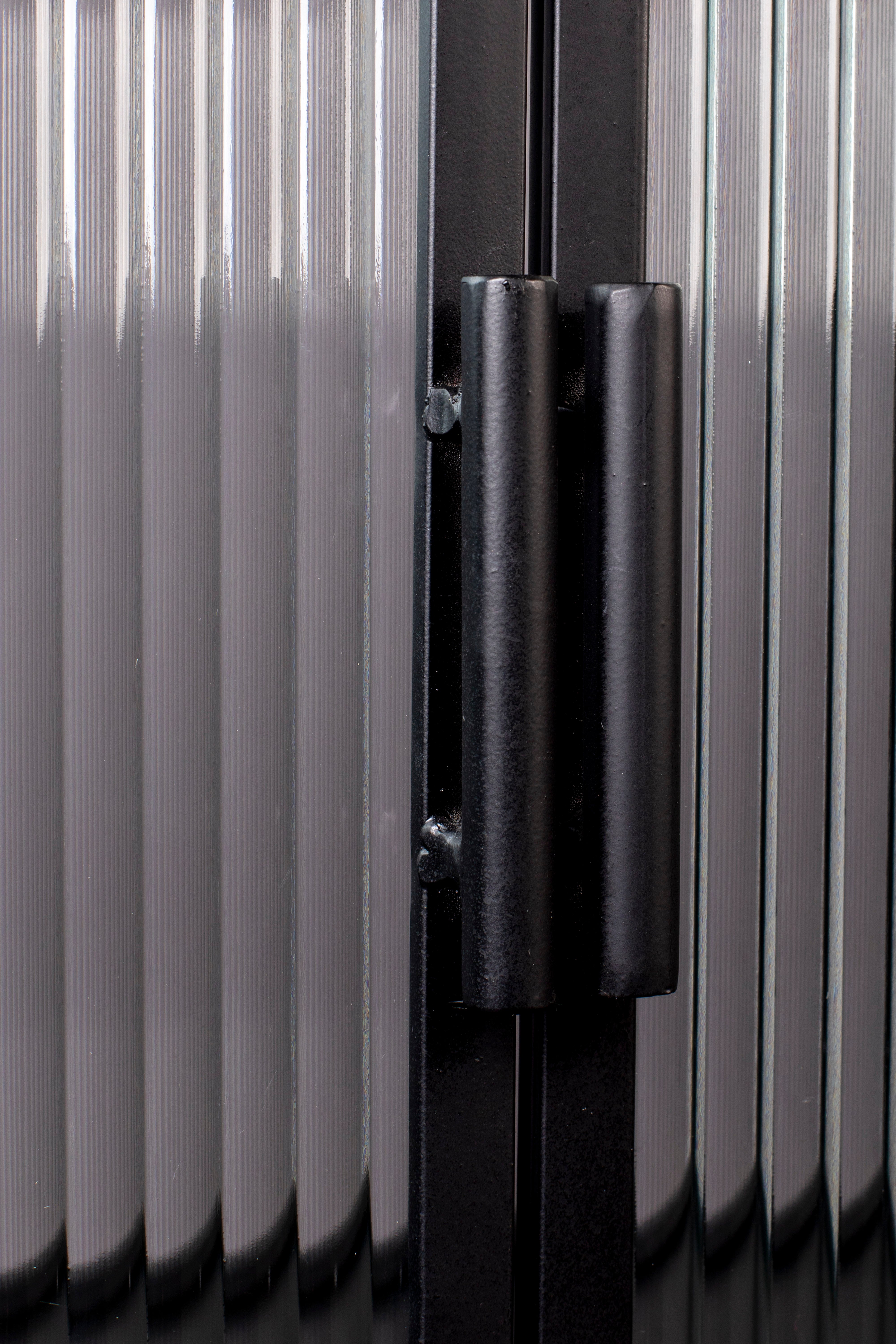 Dutchbone Boli Black Steel & Ribbed Glass Cabinet Small